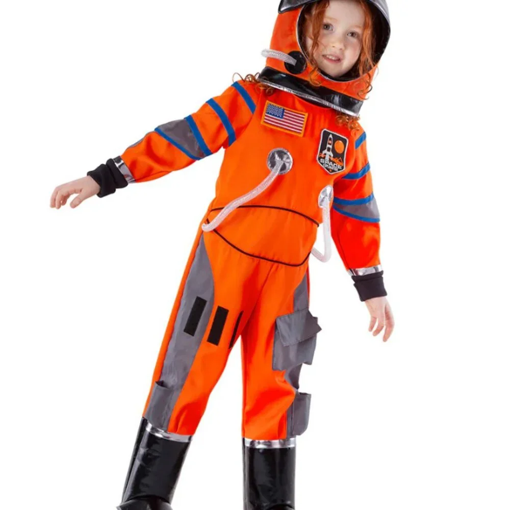 Teetot Astronaut Kids'/Childs' Halloween Jumpsuit/Costume Helmet Org/Blk Multi